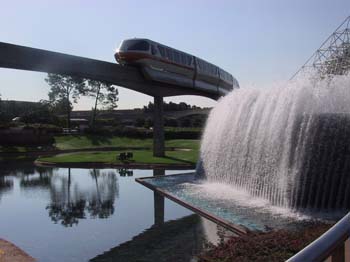Monorail and Waterfall