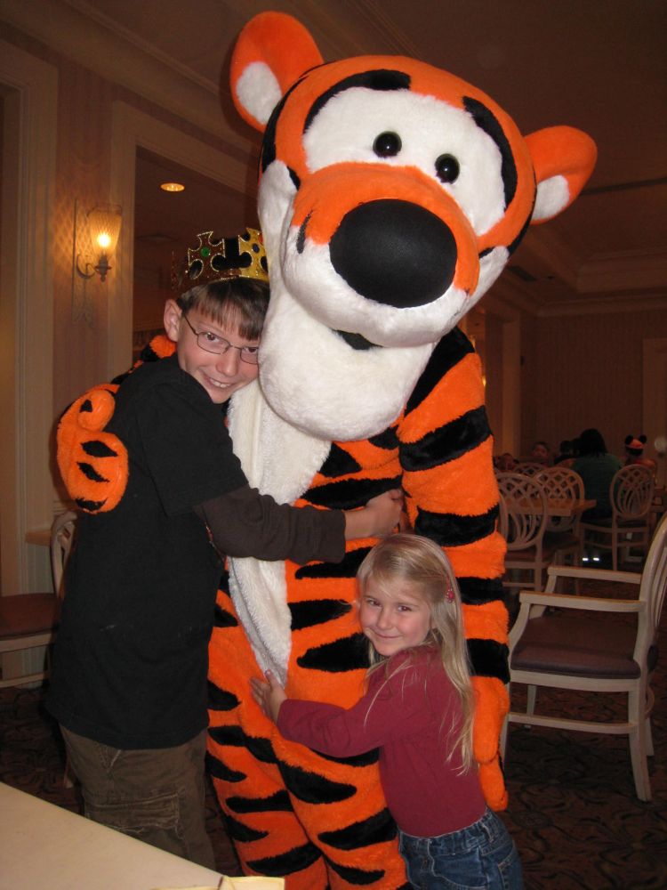 My kids with Tigger during one of our many character meals.