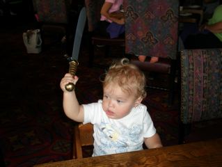 Ok who gave the baby a sword??