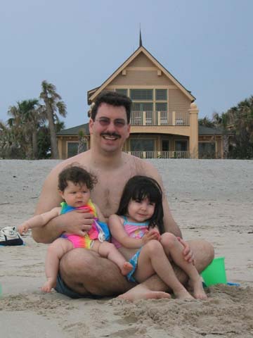 On the beach with dad