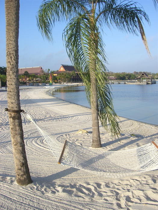One of many hammocks on Polynesian's beach