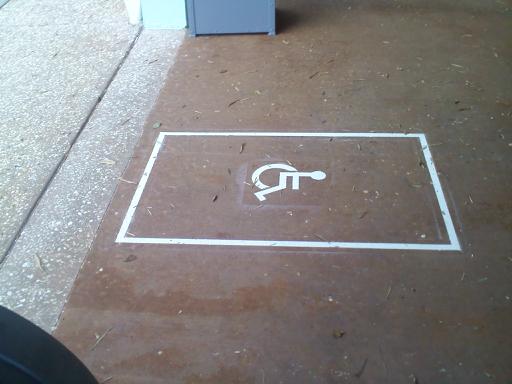 Painted box at bus stops - ECV or wheelchair must fit inside the box