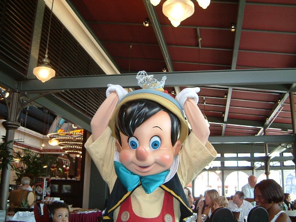 Pinocchio wearing Francesca's tiara