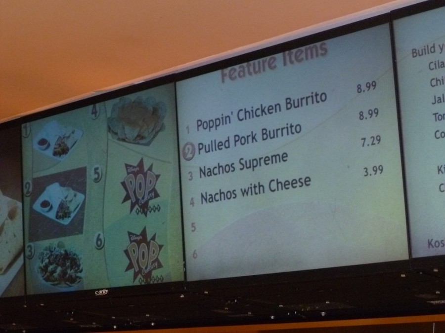 Pop Century burrito lunch menu, 22-Aug-2011