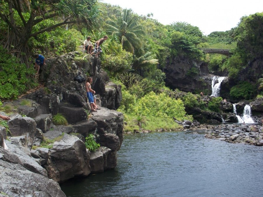 Rock jumping on Maui