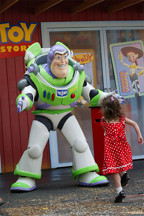 Running to greet Buzz