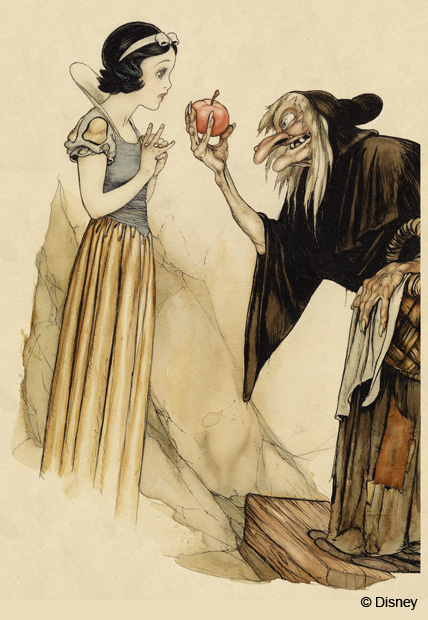 Snow_White_and_Witch_with_Apple_-_Original_Art