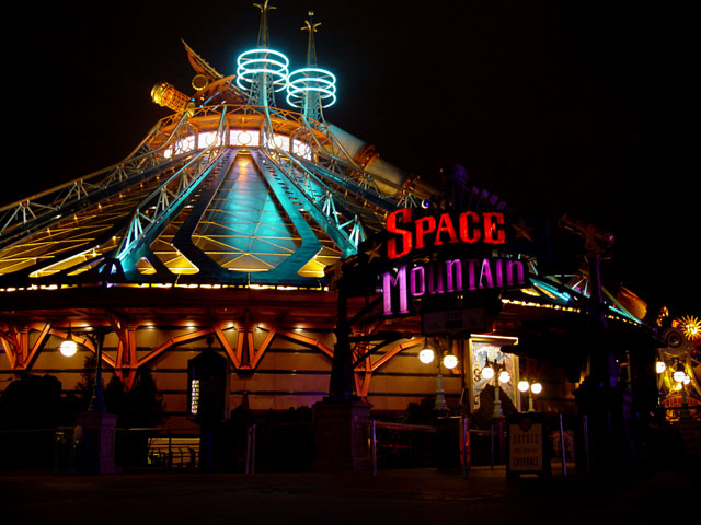 Space Mountain at night