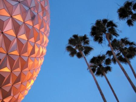 Spaceship Earth at sunset