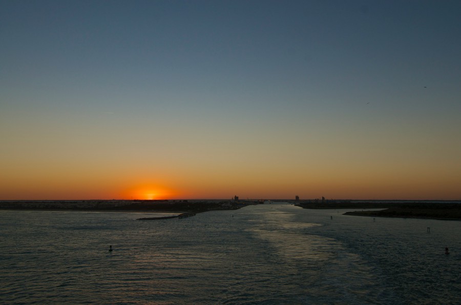 Sunset for the start of the cruise