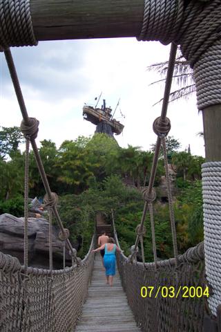 Suspension bridge and Miss Tlly.