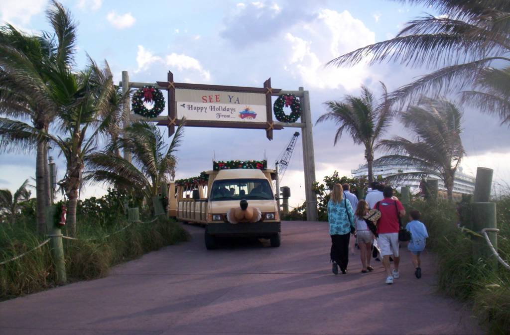 The tram at Castaway Cay