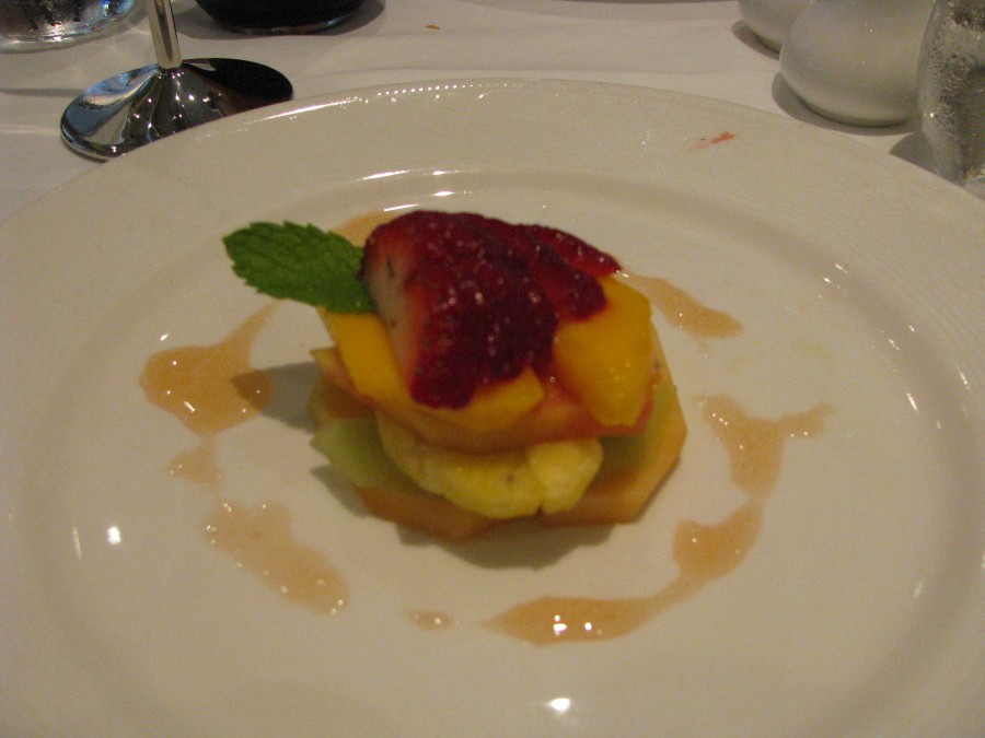 Tropical Fruit Timbale w/ watermelon dressing
