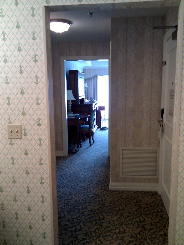 View from bathroom leading to bedroom area