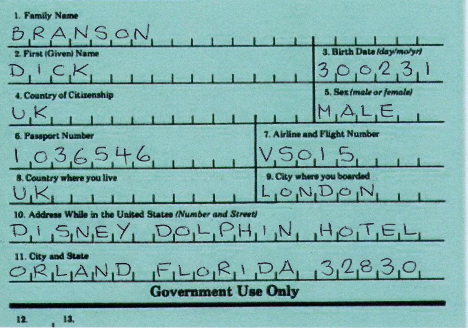 Visa Waiver Form