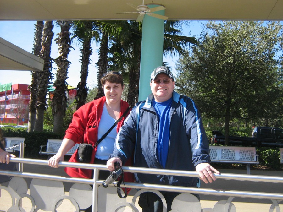 Waiting for the Disney Bus at Pop Century
