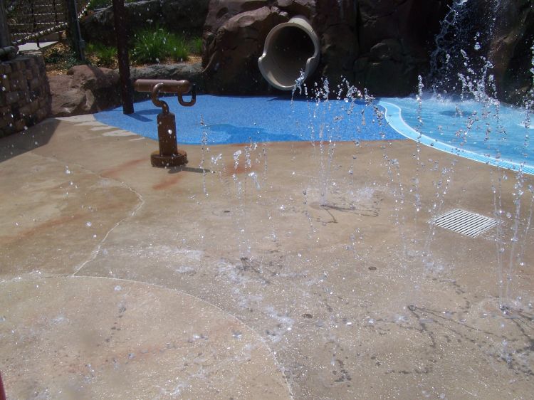 Water jets in ground.