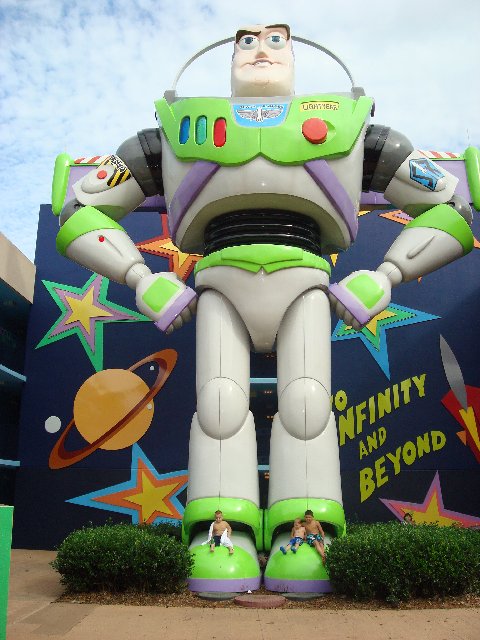 We look like ants sitting on Buzz's feet!
