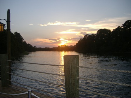 WL boat dock at sunset