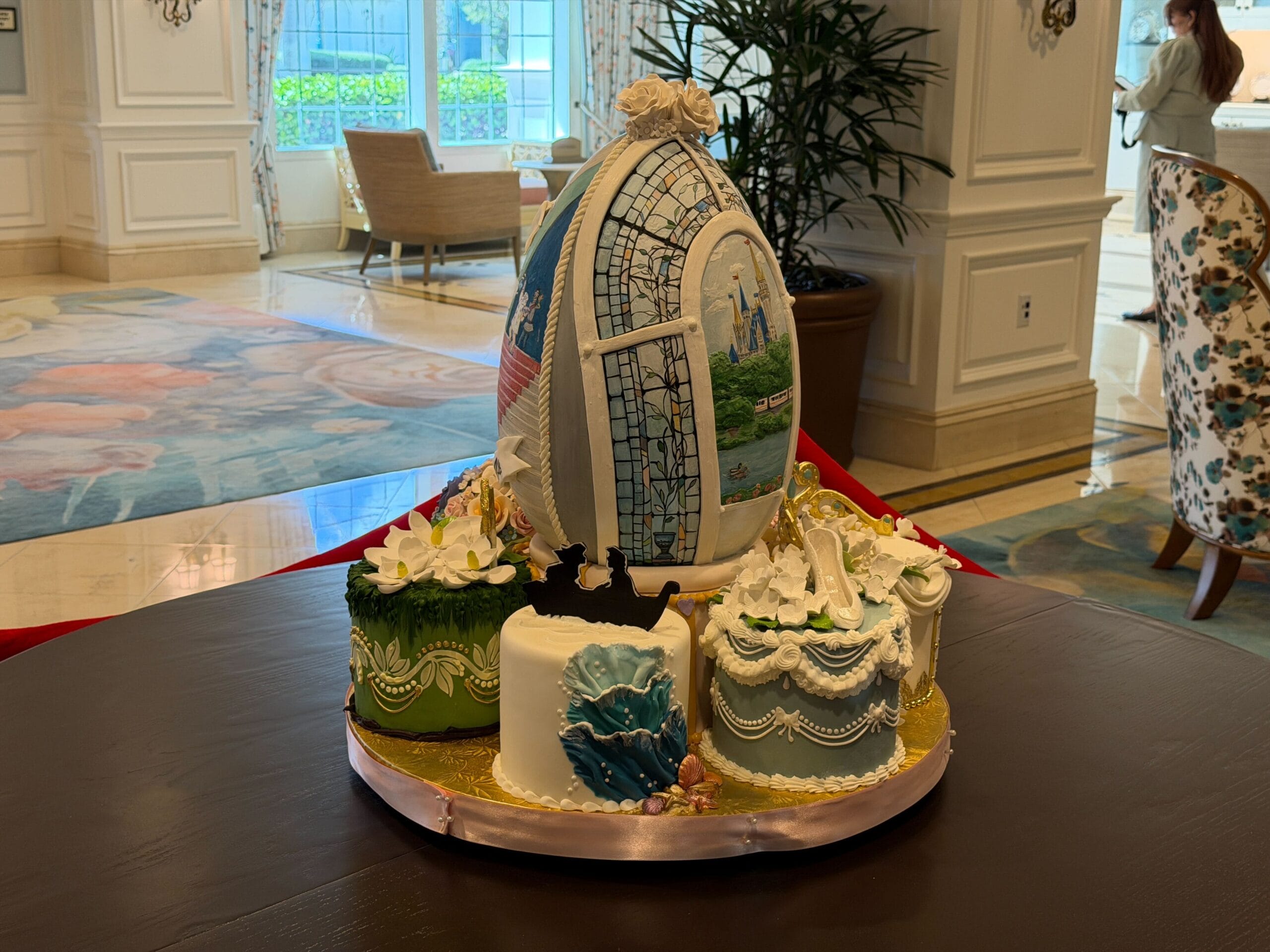 Chocolate Easter egg display themed to Disney Princesses in the lobby of the Grand Floridian Resort at Walt Disney World