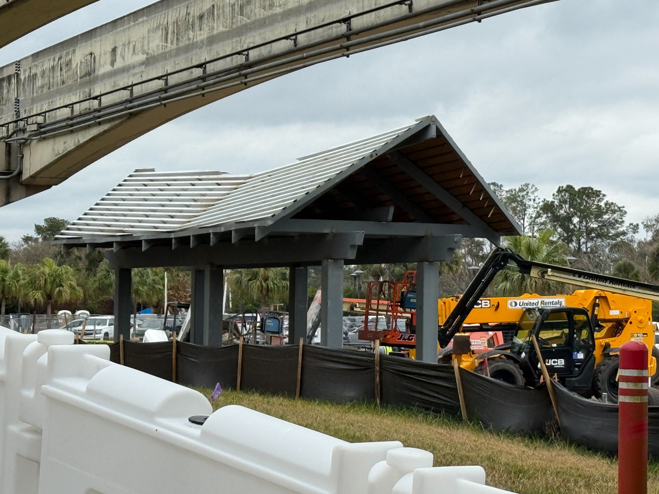 Bus stop construction at Disney's Polynesian Village Resort in Walt Disney World
