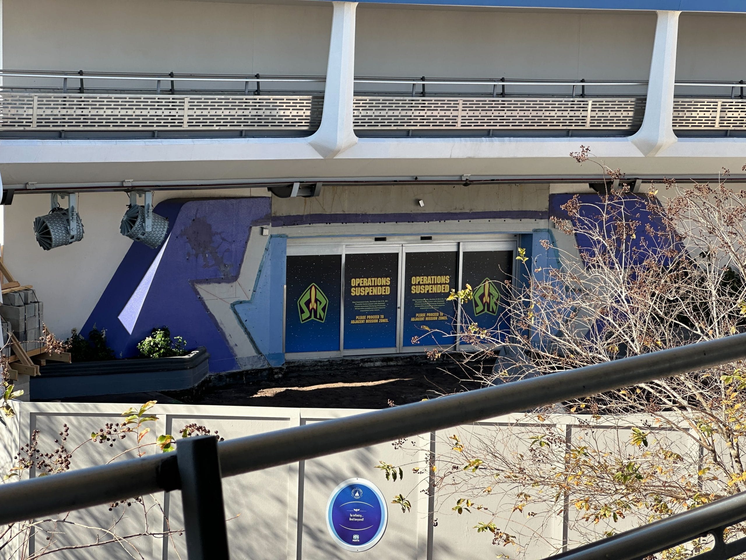 The pavement has been removed from in front of Buzz Lightyear's Space Ranger Spin in Magic Kingdom. 