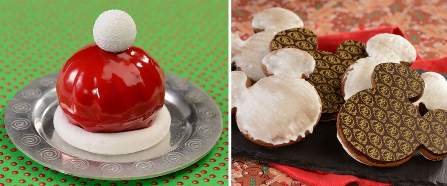 Collage of Chocolate-Peppermint Santa and Hat Gingerbread Cookie