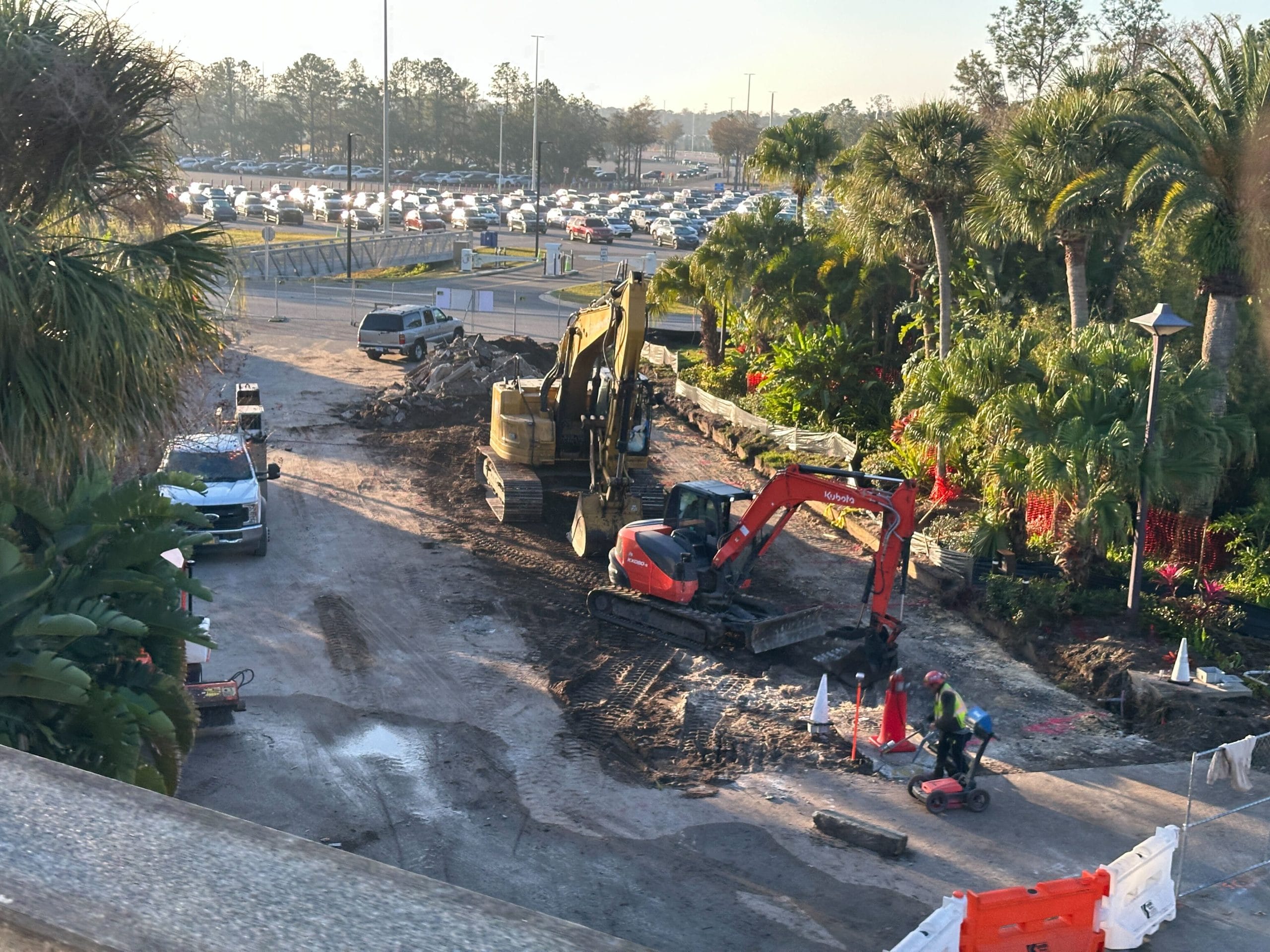 Following the reconfiguring of the roadway entrance to Disney's Polynesian Village Resort, crews have demolished the former entrance's guard shack. Following the reconfiguring of the roadway entrance to Disney's Polynesian Village Resort, crews have demolished the former entrance's guard shack.