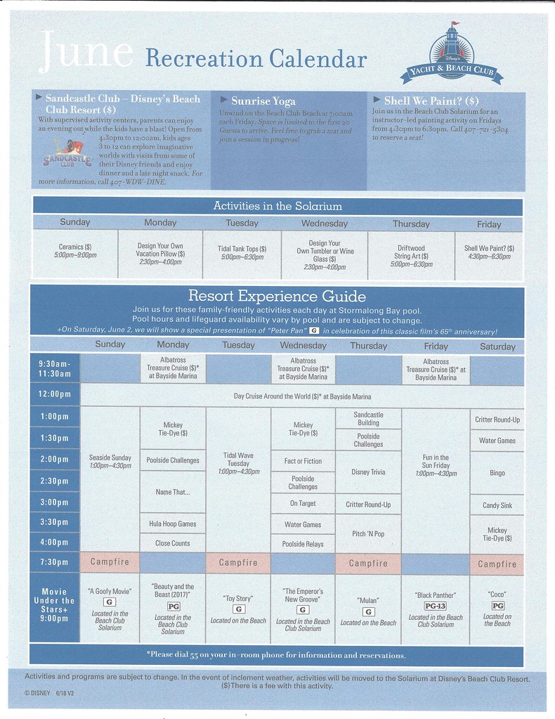 Yacht & Beach Club Activities Schedules The DIS Disney Discussion