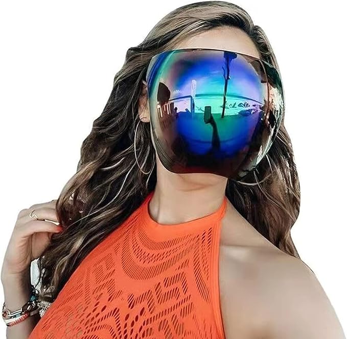 Full Face Sunglasses,Oversized Polarized Face Shield Tinted Face Shield,Visor Sunglasses,Mirrored Face Shield Anti-fog