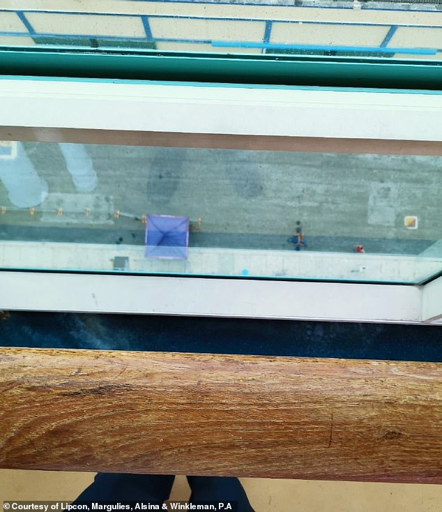 Harrowing crime scene photos taken moments after Indiana toddler Chloe Wiegand fell to her death from the 11th deck of a cruise ship can be revealed for the first time. A photograph depicting the distance between the window the toddler fell through and the railing