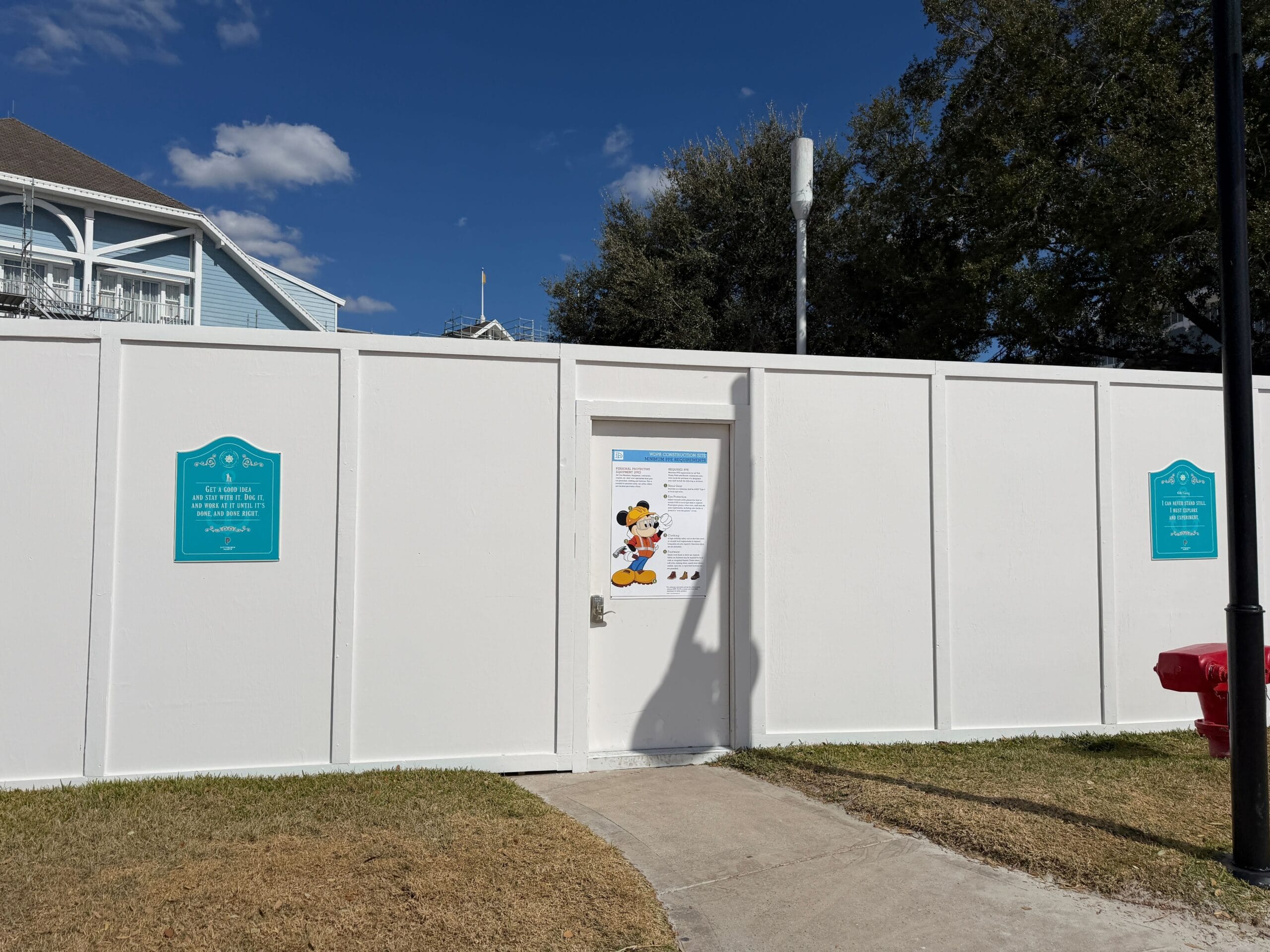 Construction walls surround the Disney Vacation Club (DVC) pool at Disney's Beach Club Resort.