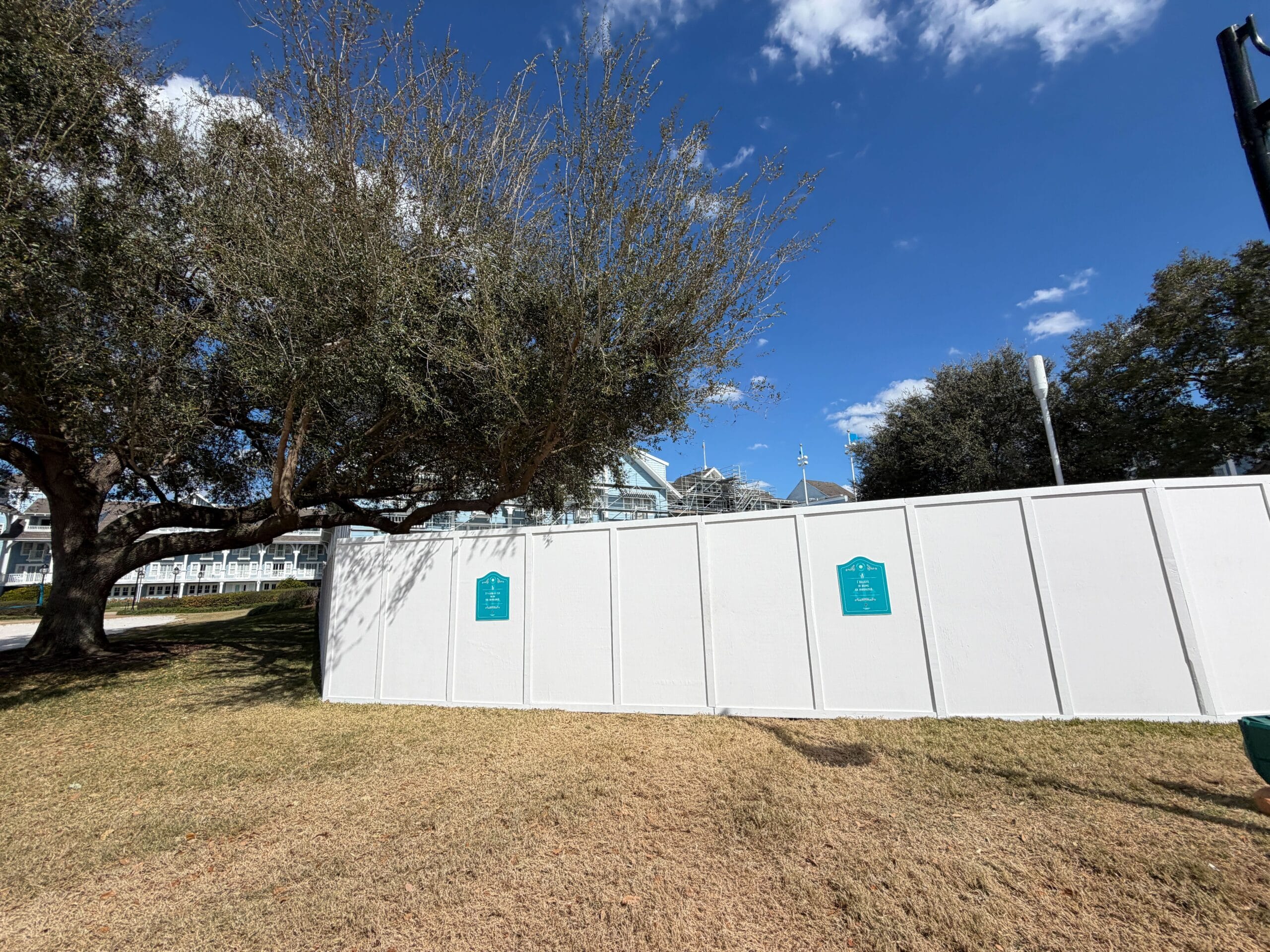 Construction walls surround the Disney Vacation Club (DVC) pool at Disney's Beach Club Resort.