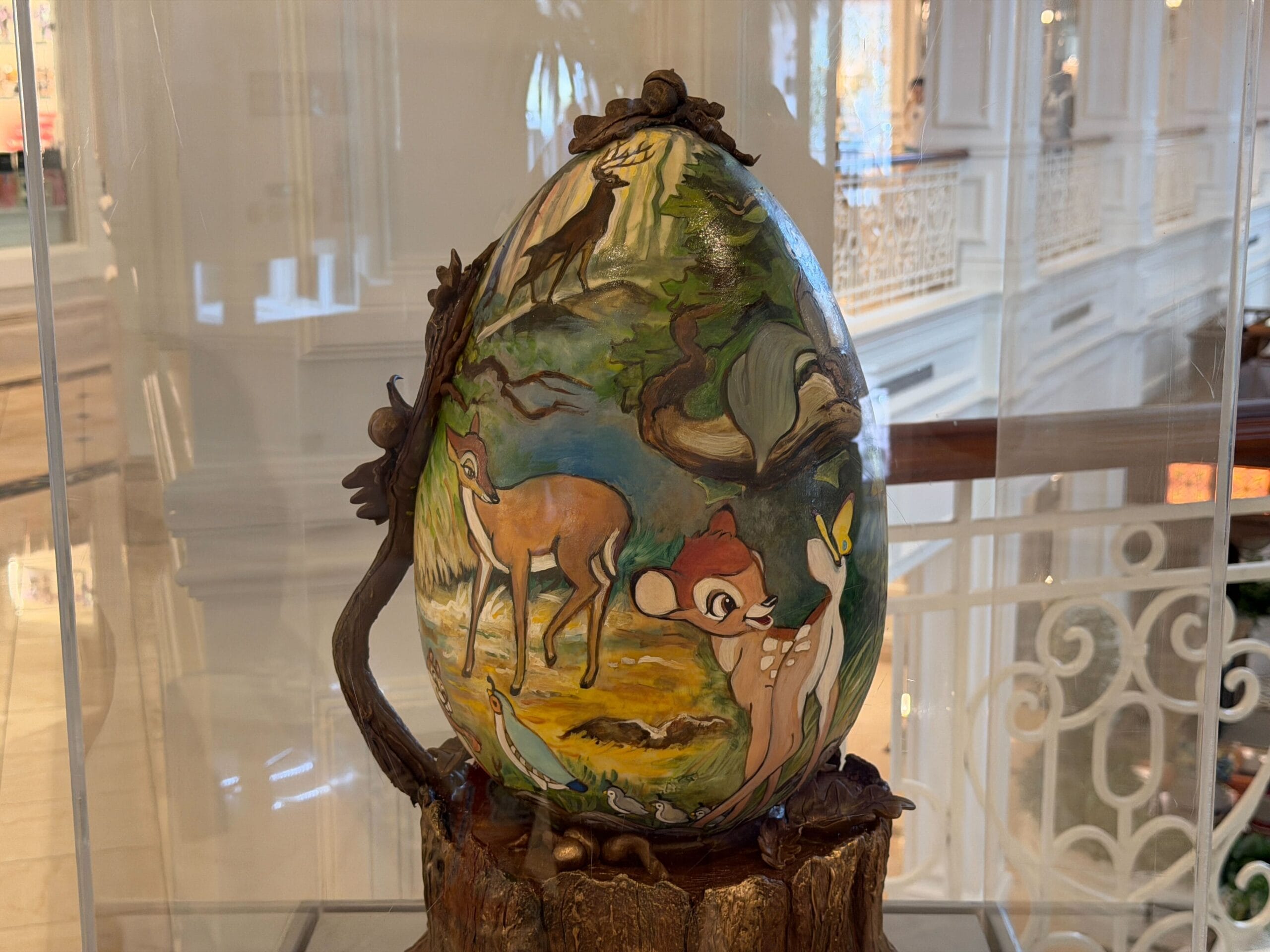 Chocolate Easter egg display themed to Bambi in the lobby of the Grand Floridian Resort at Walt Disney World