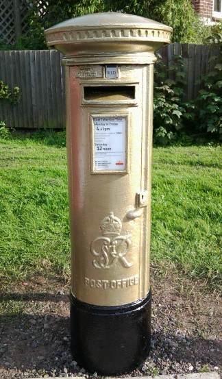 Gold_post_box%2C_Arleston_Lane.jpg