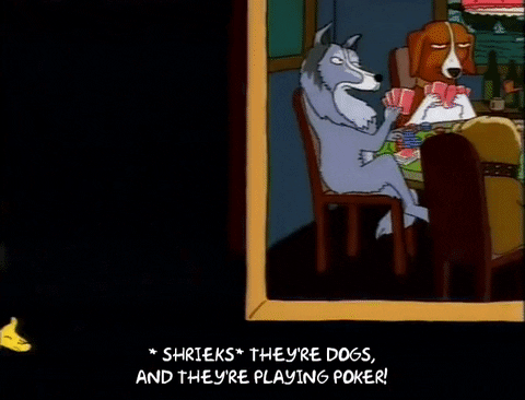 Image result for dogs playing poker gif