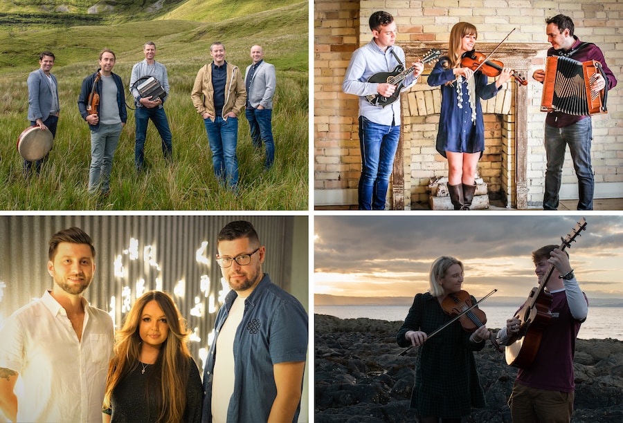 Collage of Irish music performing artists