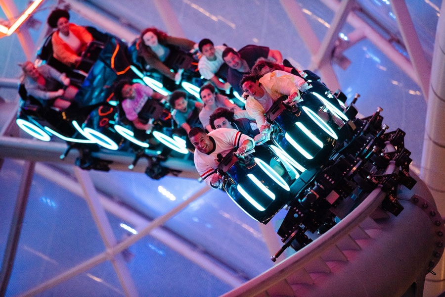 Guests on TRON Lightcycle/Run at Magic Kingdom Park as part of Disney After Hours Event at Walt Disney World Resort