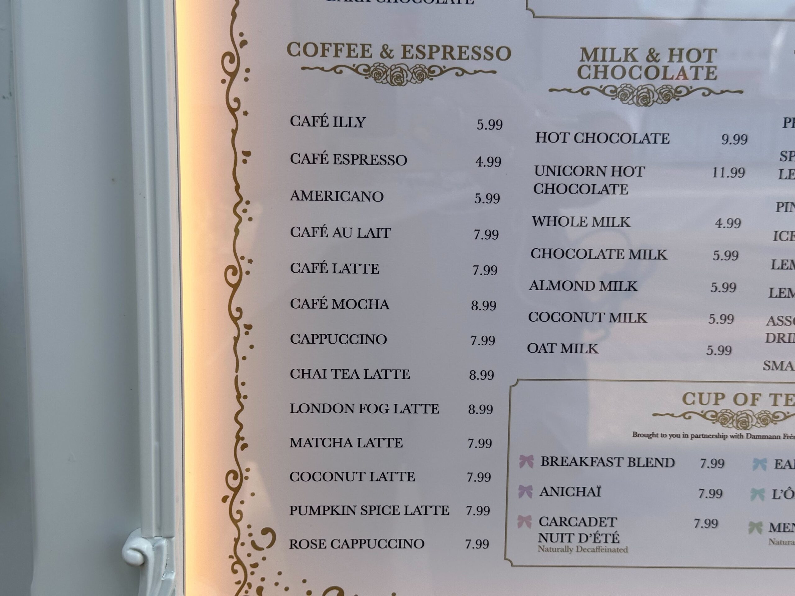 Explore our menu featuring a delightful array of coffee and espresso options, from Americano to Matcha Latte. Indulge in these rich flavors with prices ranging from $4.99 to $8.99, right here at our cake bake shop.