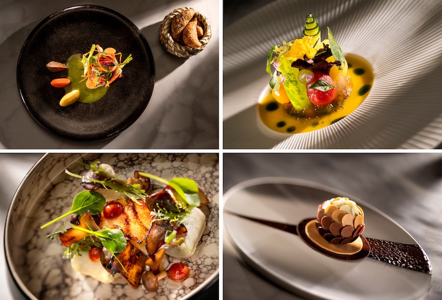 Collage of food offerings at Victoria & Albert’s 