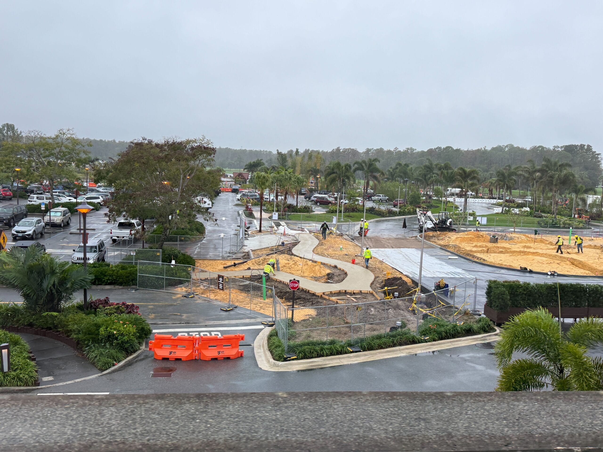 Sidewalk construction at Disney's Polynesian Resort