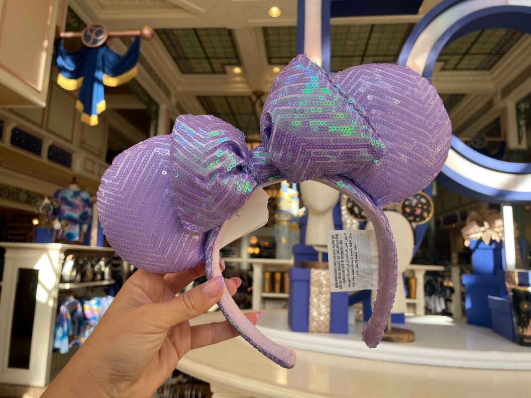 Purple sequined Minnie ear headband
