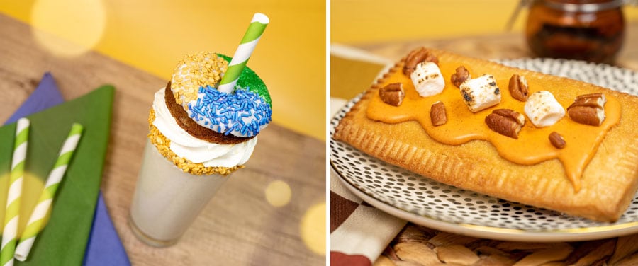Collage of Mardi Gras Milk Shake and Sweet Potato Lunch Box Tart 