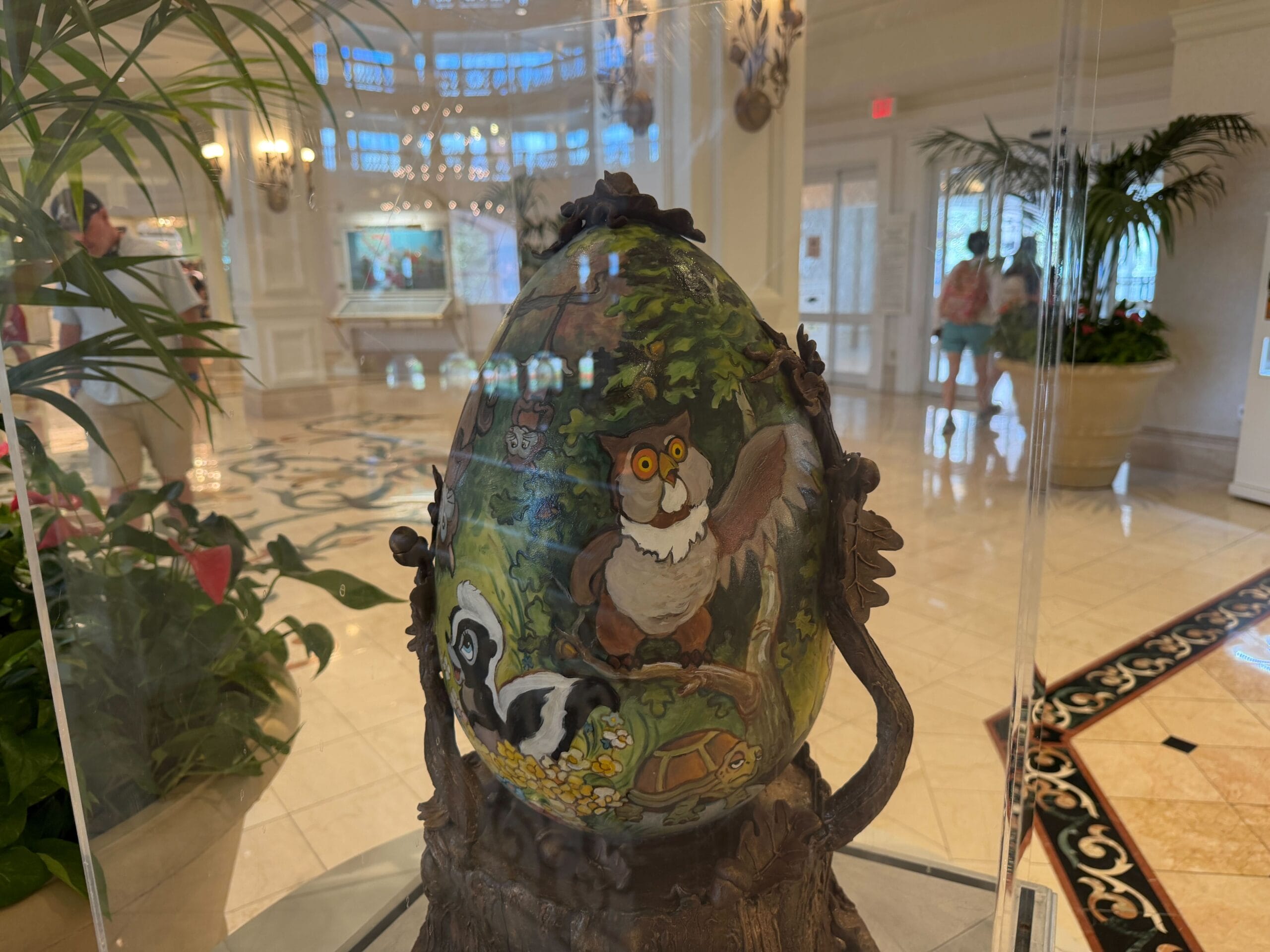 Chocolate Easter egg display themed to Bambi in the lobby of the Grand Floridian Resort at Walt Disney World