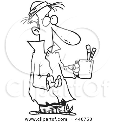 440758-Royalty-Free-RF-Clip-Art-Illustration-Of-A-Cartoon-Black-And-White-Outline-Design-Of-A-Poor-Man-Begging-With-A-Pencil-Cup.jpg