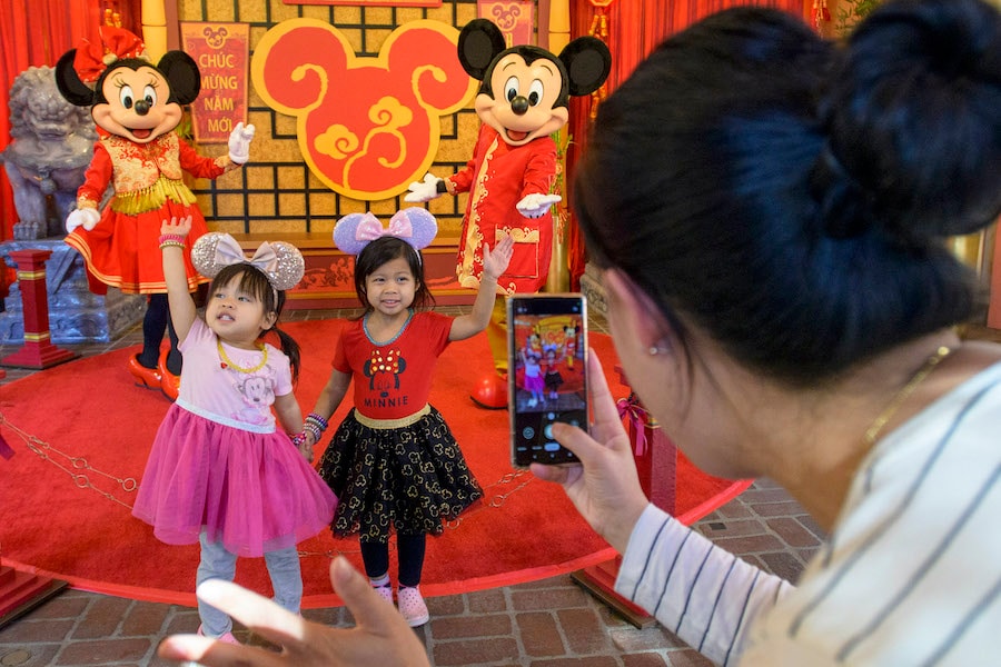 Girls at the Lunar New Year celebration at Disney California Adventure Park Girls at the Lunar New Year celebration at Disney California Adventure Park