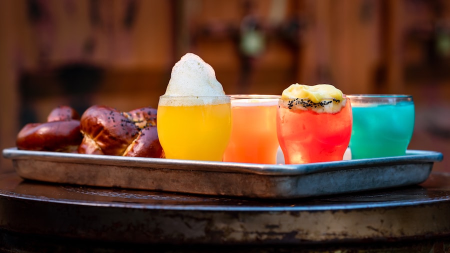 Fuzzy Tauntaun, Jedi Mind Trick, Outer Rim and Yb Nub paired with Five Blossom bread from Olga's Cantina at Disneyland park Fuzzy Tauntaun, Jedi Mind Trick, Outer Rim and Yb Nub paired with Five Blossom bread from Olga's Cantina at Disneyland park