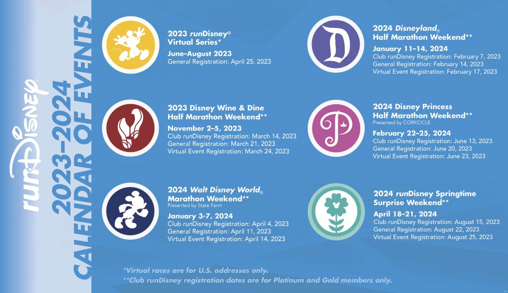 RunDisney 2023-2024 event calendar RunDisney 2023-2024 event calendar