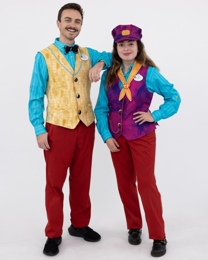 The reversible alternate look of the Mickey & Minnie's Runaway Railway costumes The reversible alternate look of the Mickey & Minnie's Runaway Railway costumes