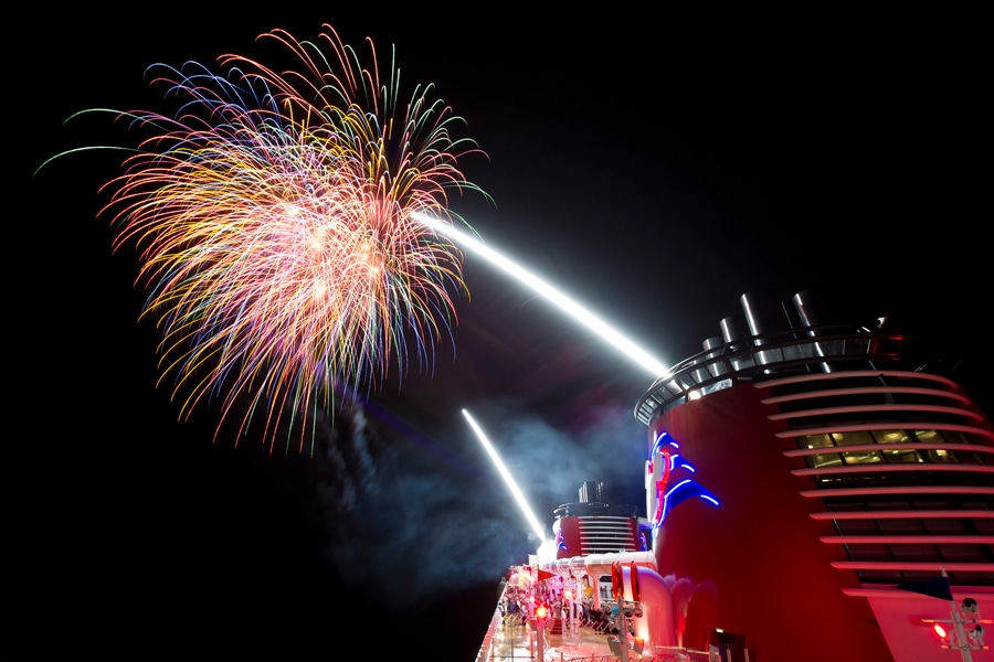 Fireworks in the sky off of select Silver Anniversary at Sea itineraries. Fireworks in the sky off of select Silver Anniversary at Sea itineraries.